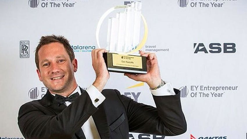 Dan Radcliffe is awarded NZ Entrepreneur of the Year 2014