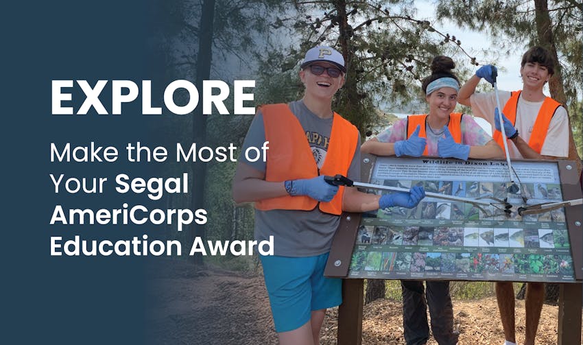 International conservation volunteers with International Volunteer HQ, with the text Make the Most of your Segal AmeriCorps Education Award