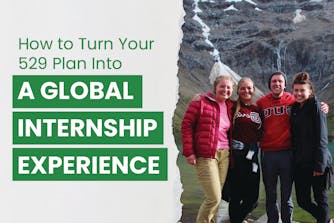 SUU university students in Peru, semester abroad volunteer program with IVHQ; with the text How to Turn Your 529 Plan Into a Global Volunteer Experience