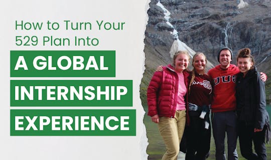 SUU university students in Peru, semester abroad volunteer program with IVHQ; with the text How to Turn Your 529 Plan Into a Global Volunteer Experience