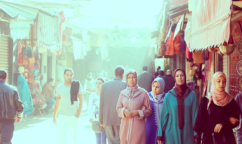 IVHQ volunteers in a market in Morocco