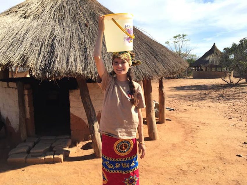 Gathering water as an IVHQ volunteer in Zambia