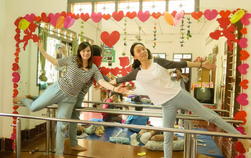 Making Valentines Decorations as an IVHQ volunteer in Laos!