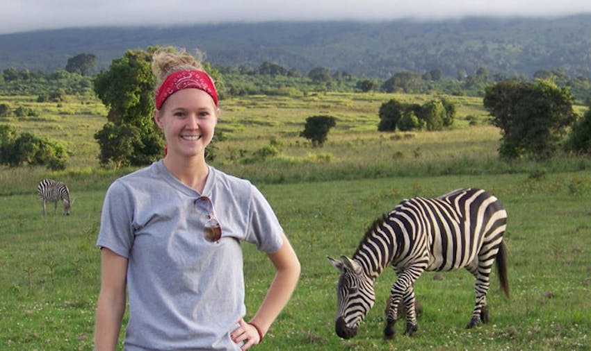 IVHQ volunteer Megan Slotter on Safari in Tanzania