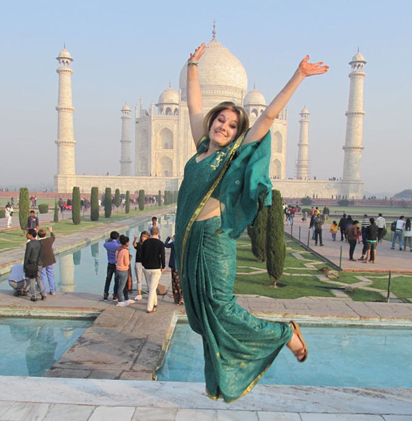 Volunteer in India during orientation with IVHQ