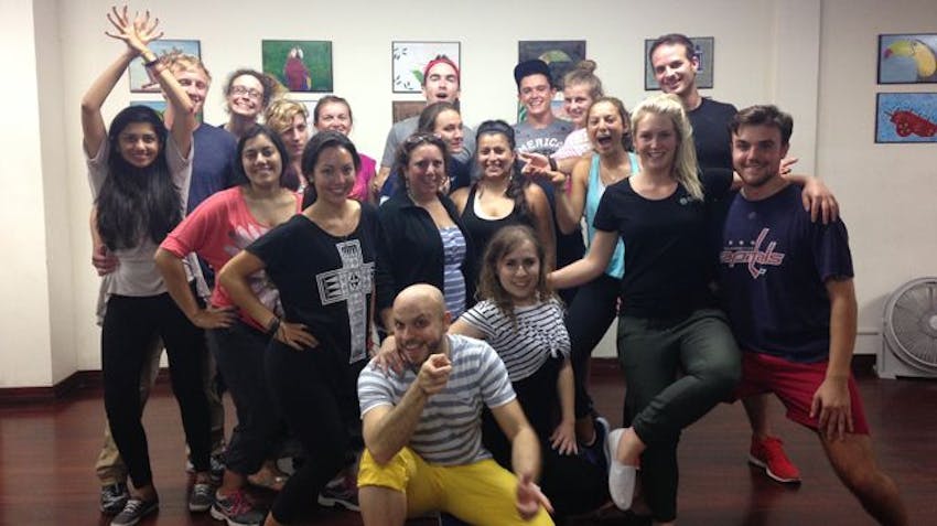 IVHQ volunteers participate in the free Salsa lessons in Costa Rica!