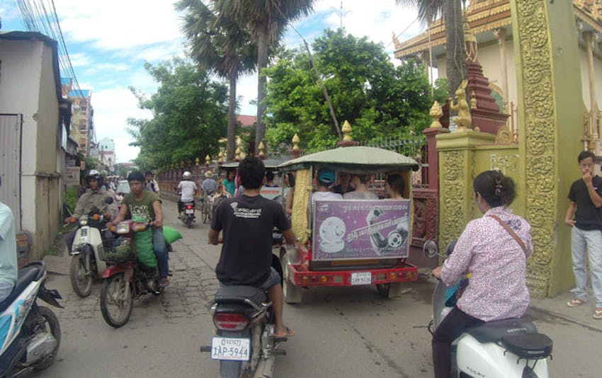 Volunteers travelling to their placement in Cambodia with IVHQ