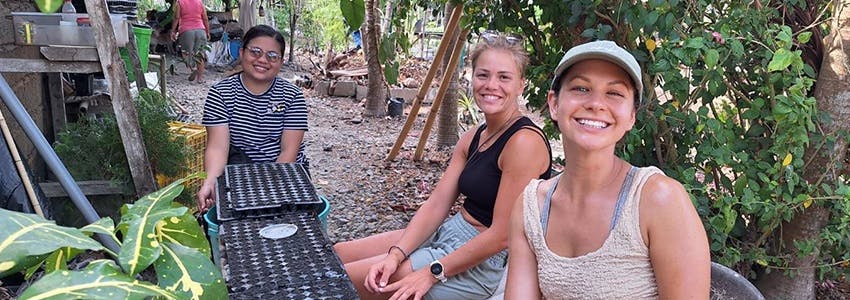 Volunteers spending time outdoors