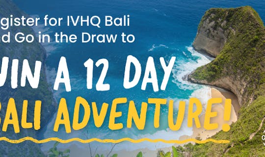 Win a Trip to Bali, Indonesia. View of mountains in Bali overlooking the sea