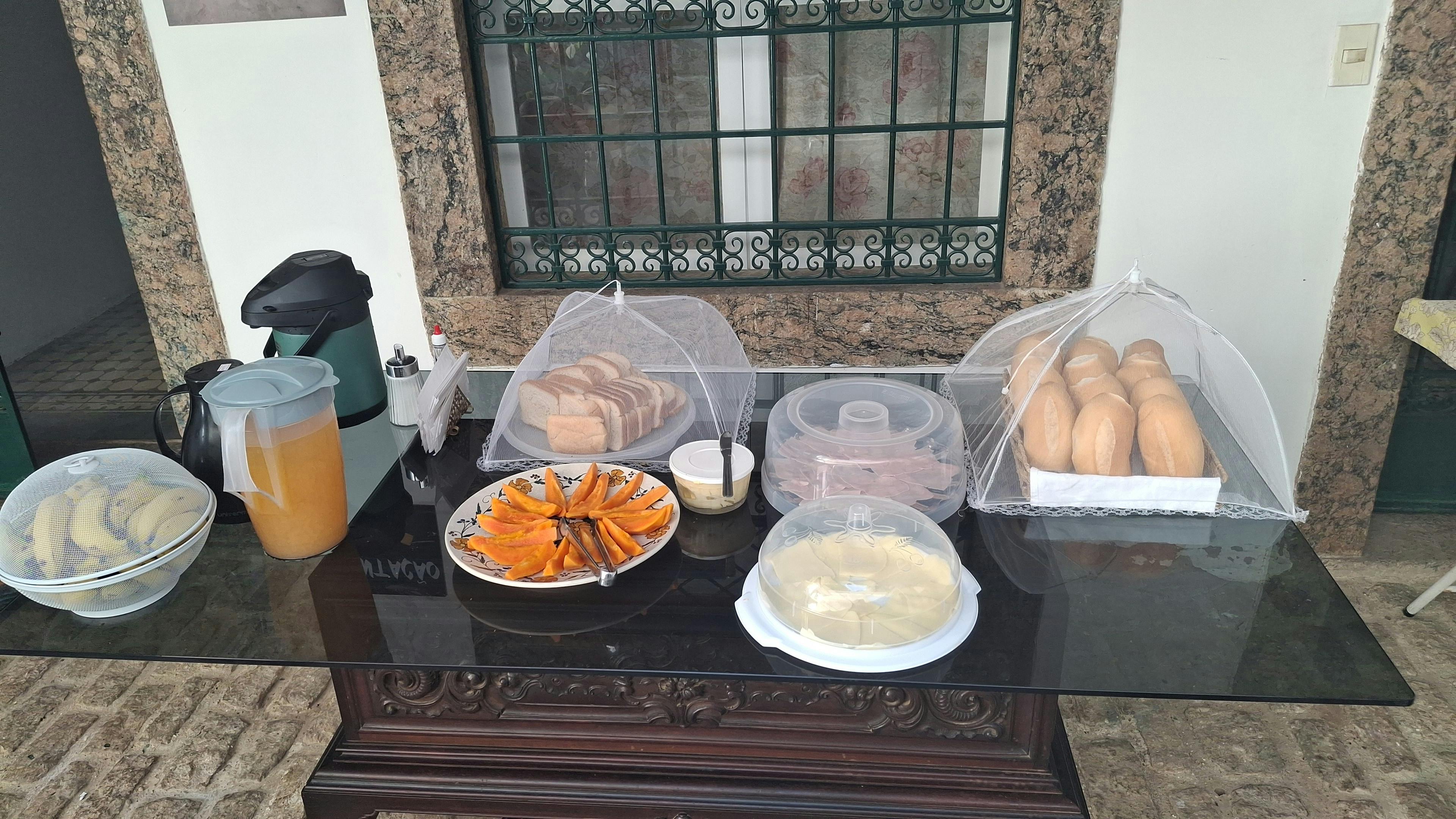 Typical volunteer breakfast at IVHQ volunteer accommodation in Brazil
