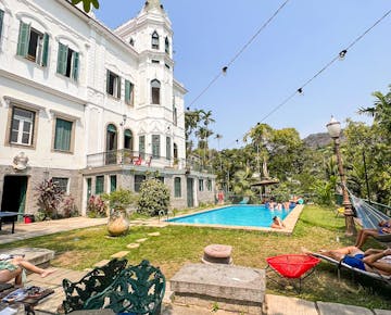 Outside area with swimming pool at IVHQ accommodtion in Brazil