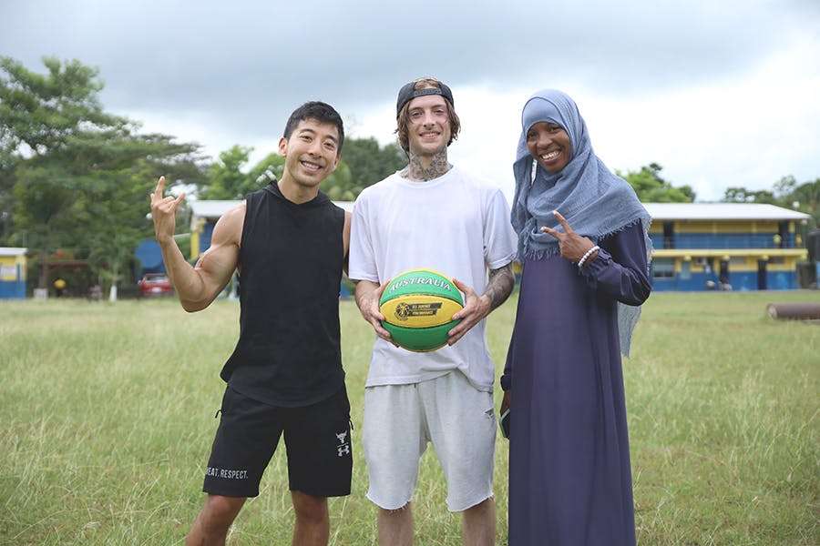 Volunteers with local staff at IVHQ Sports Development project in Jamaica