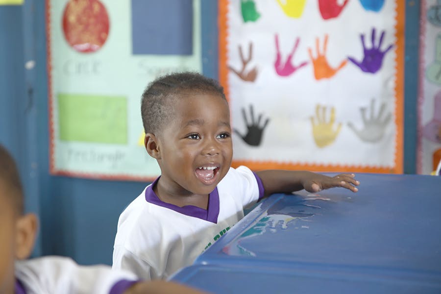Student learning in class the IVHQ Teaching and School Support project in Jamaica