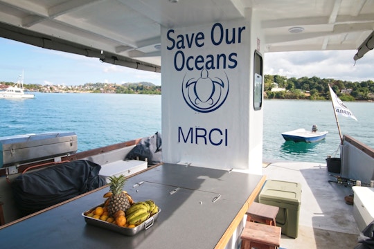 Dining room table onboard Island Outreach project boat in Madagascar