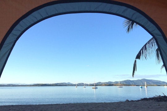 View from typical IVHQ Madagascar tents on Island Outreach project