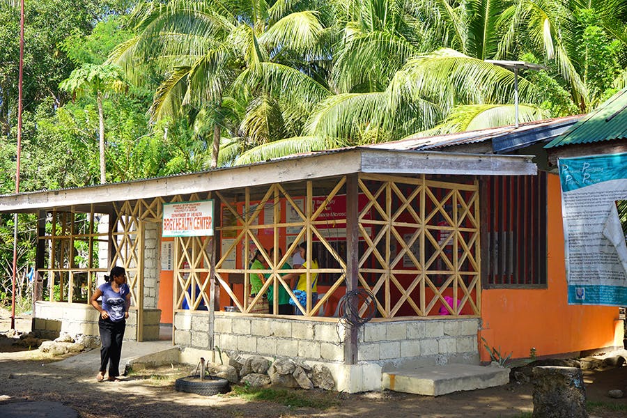 Outside of the health center volunteering with IVHQ in Philippines