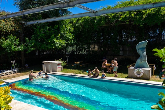 IVHQ volunteers enjoying the swimming pool in Portugal