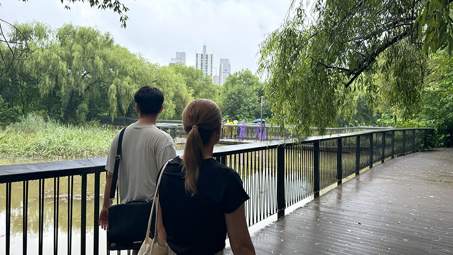Volunteers checking around the Ecological Park Rehabilitation project site in Seoul, South Korea with IVHQ