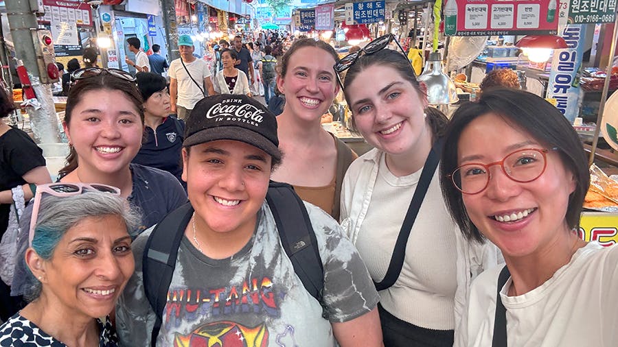 Volunteers exploring the local market together during their free time at IVHQ volunteer week