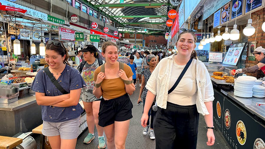 Volunteers exploring the local market during their free time at IVHQ