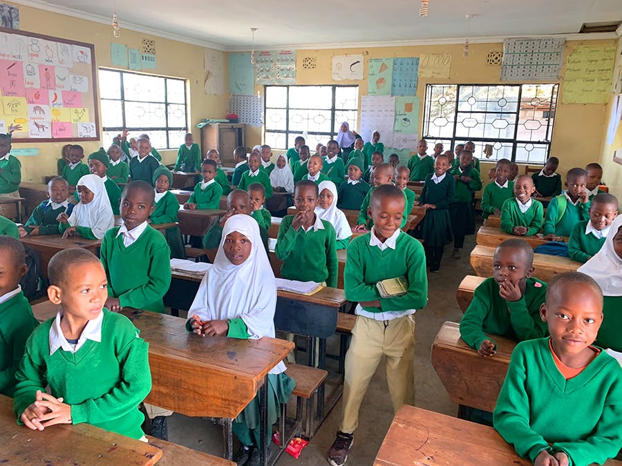 IVHQ Tanzania teaching project with students in the classroom