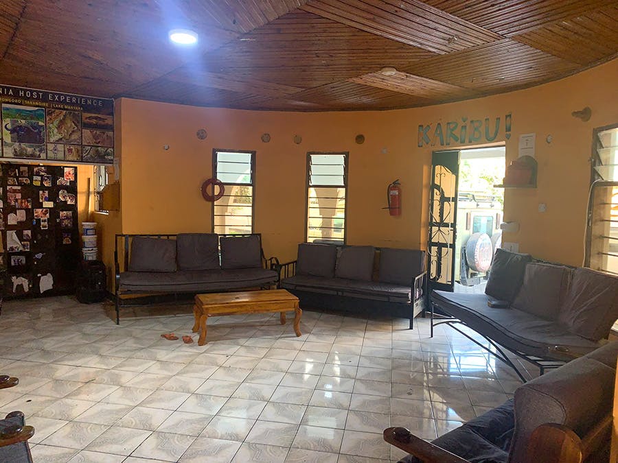 A typical lounge at volunteer house in Tanzania