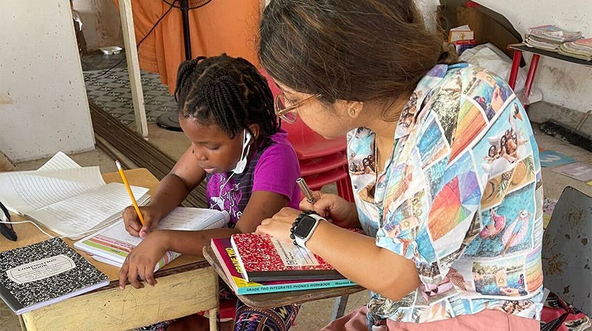 Making an imapct on the Special Education volunteering project in Jamaica.