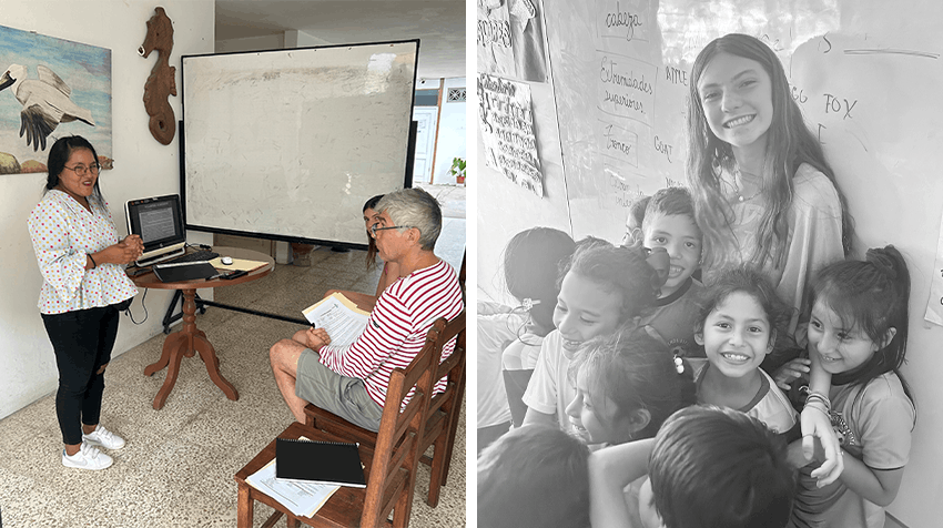 Jennifer and her daughter Lucy at the teaching English volunteer program in Ecuador with IVHQ.
