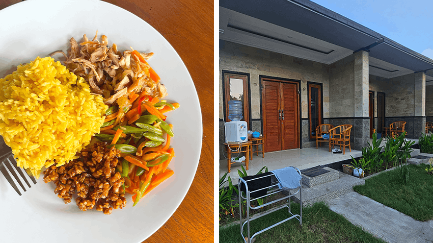 Jennifer's accomodation and meals at the Turtle Conservation volunteer program in Bali with IVHQ.