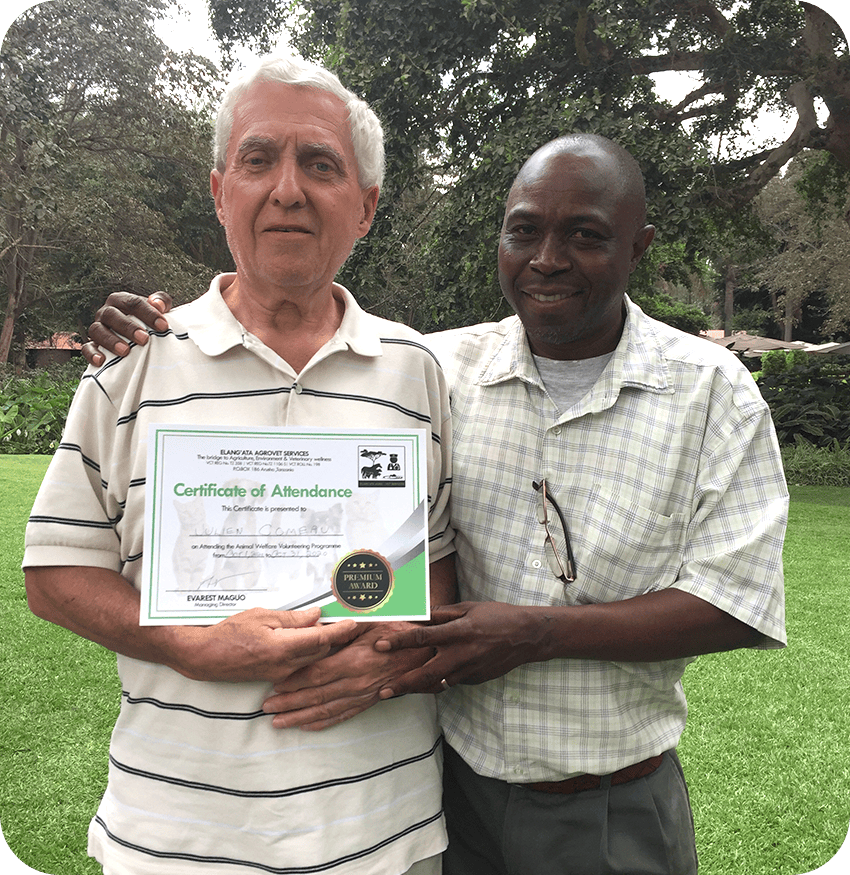 Julien Comeau aged 75 volunteering in Ghana with IVHQ.